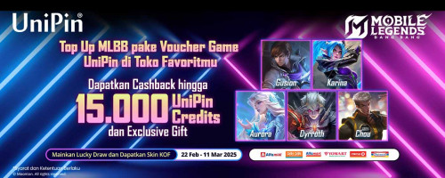 Main Game Makin Seru! Beli Voucher Game UniPin di Toko Favoritmu, Dapatkan Cashback Hingga 15.000 UniPin Credits dan Skin Ekslusif!